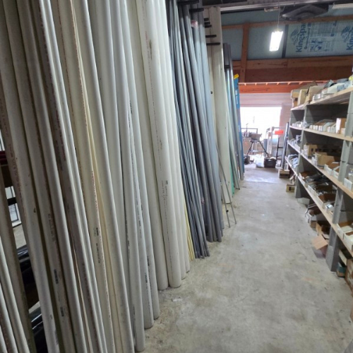 PVC pipes inside of Salem Lumber and Feed.